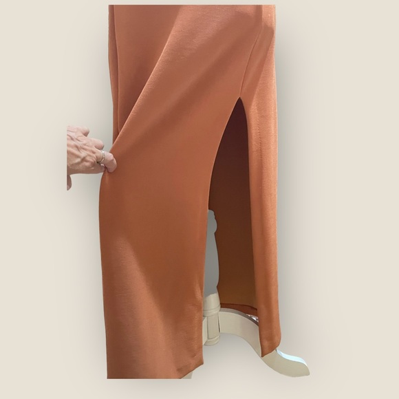 Expo nite bodycon scuba dress  12 💯 USA Made back zipper/slit/gold nugget - Picture 3 of 8